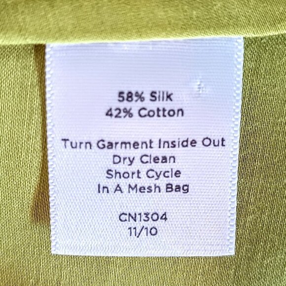 Talbots Woman Petites Lime Silk Applique Pleated Top 14WP - Picture 5 of 5